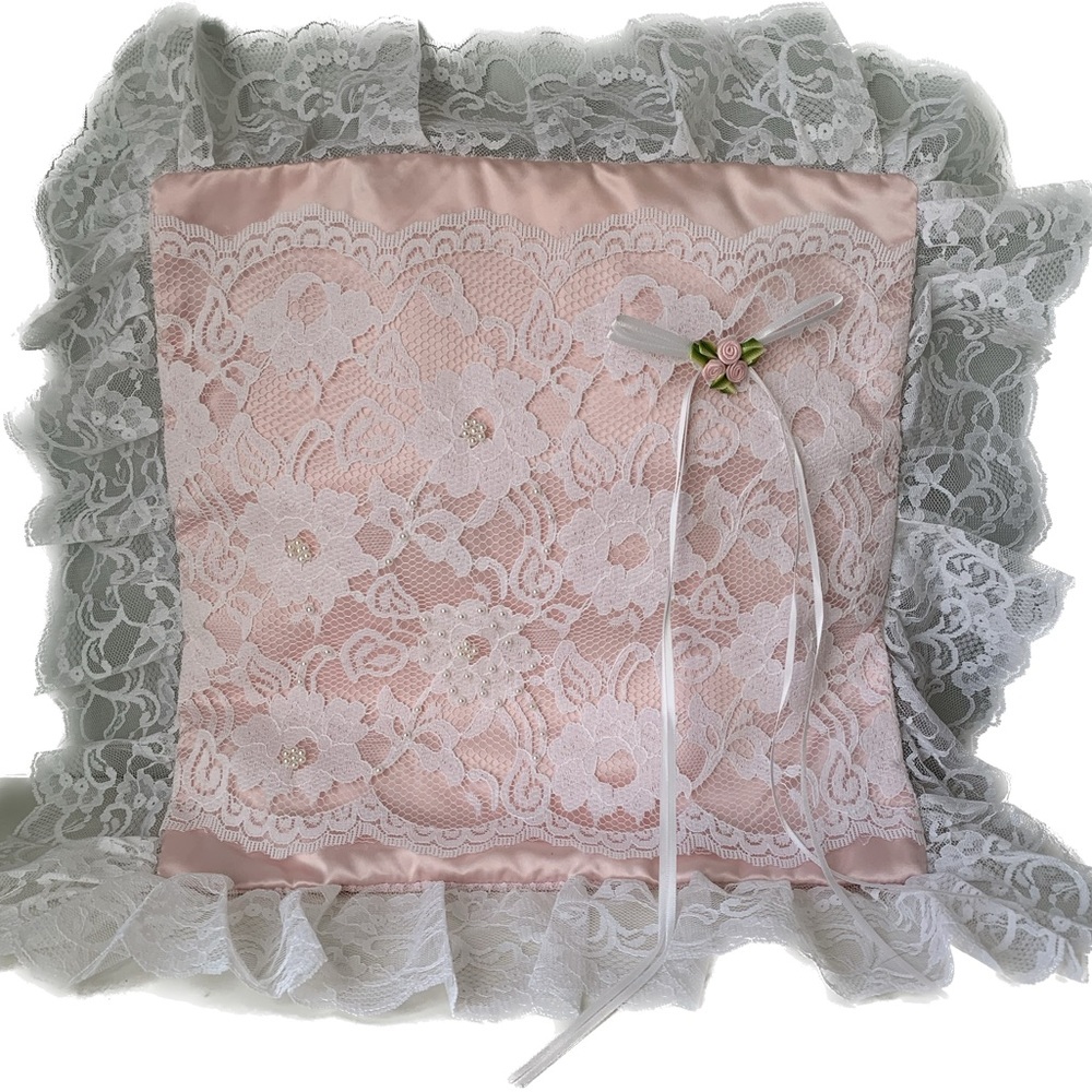 New vintage satin and lace cushion cover